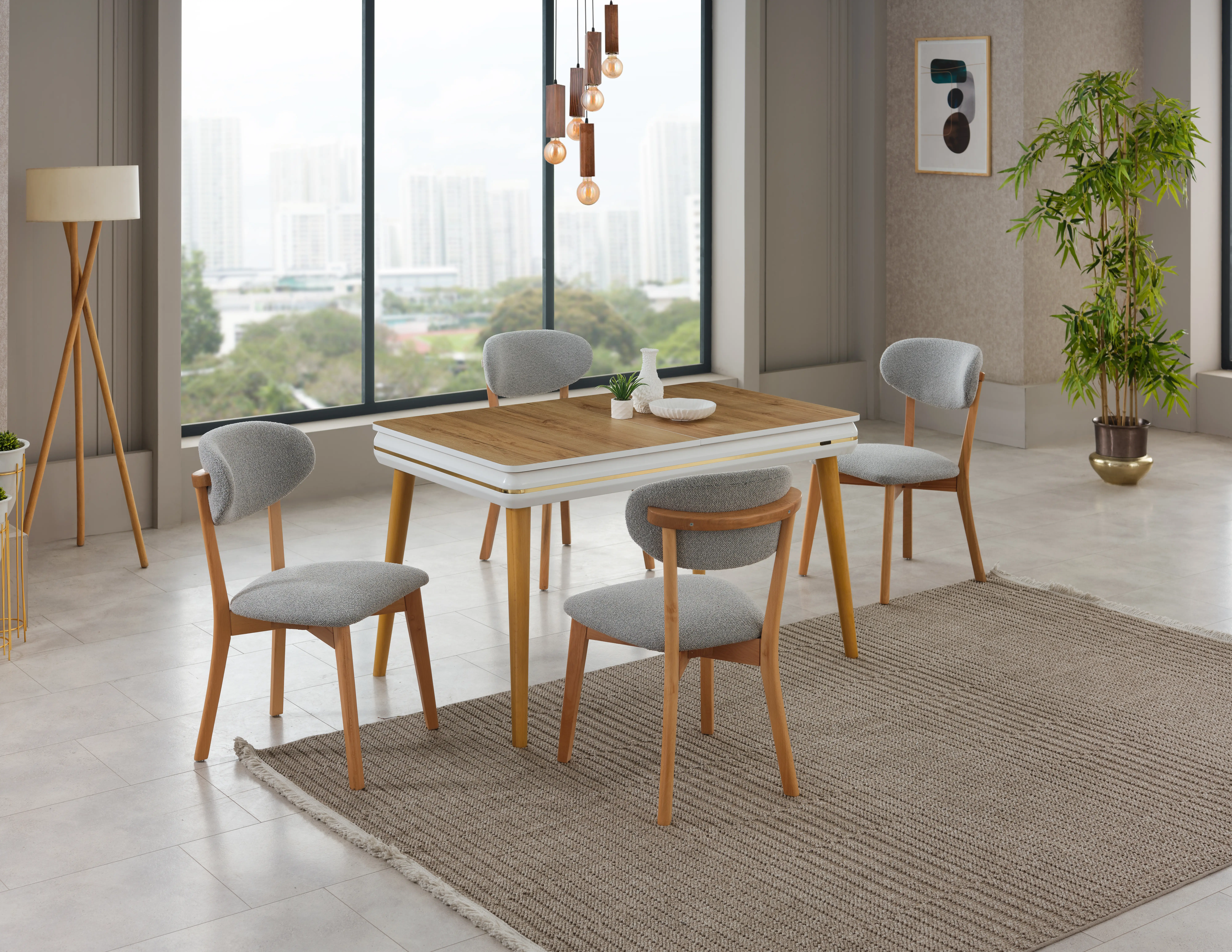 AYHANPARK KODU -03 - İnci Açık Meşe Masa Takımı