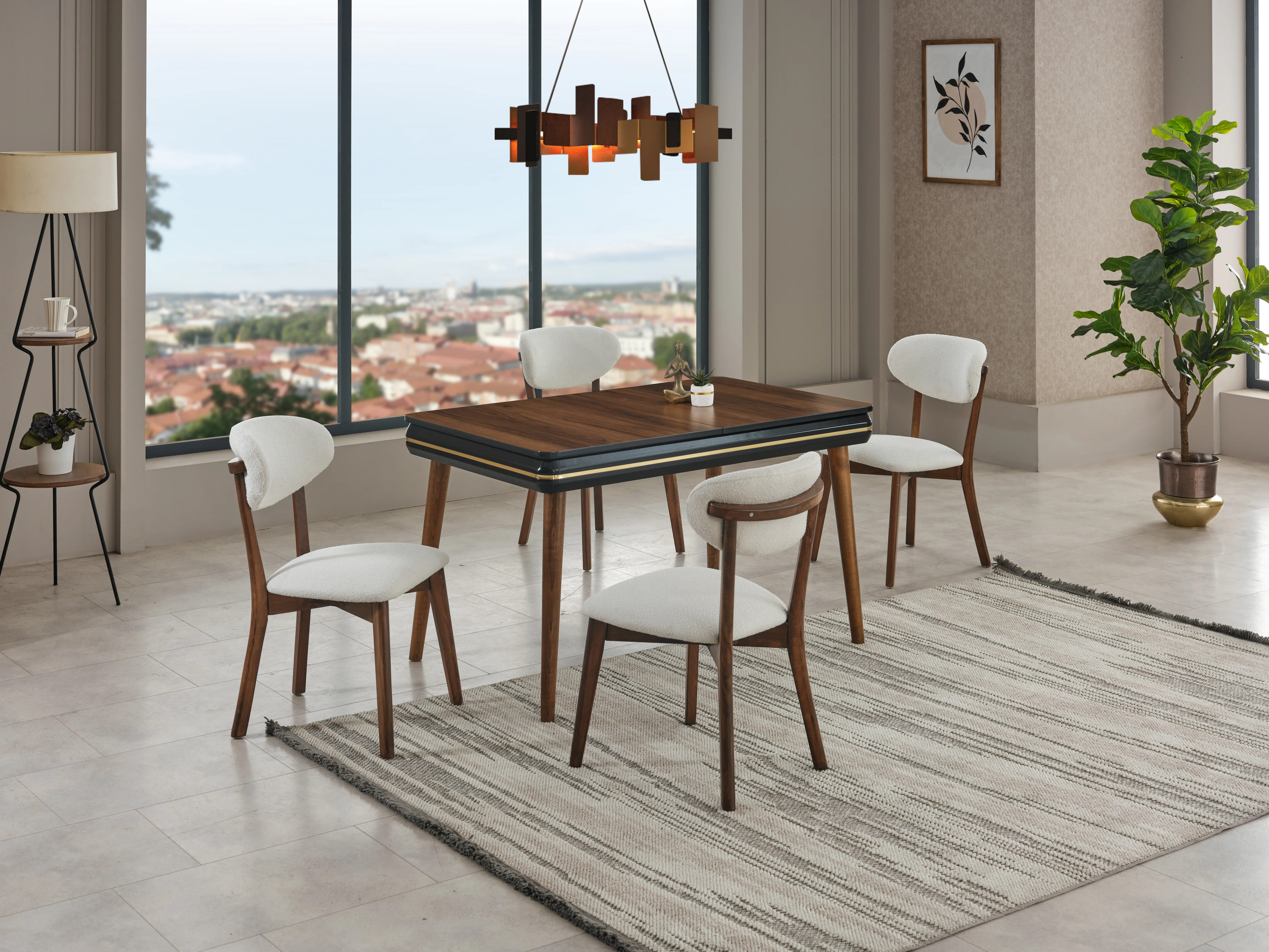 AYHANPARK KODU -03 - İnci Koyu Ceviz Masa Takımı