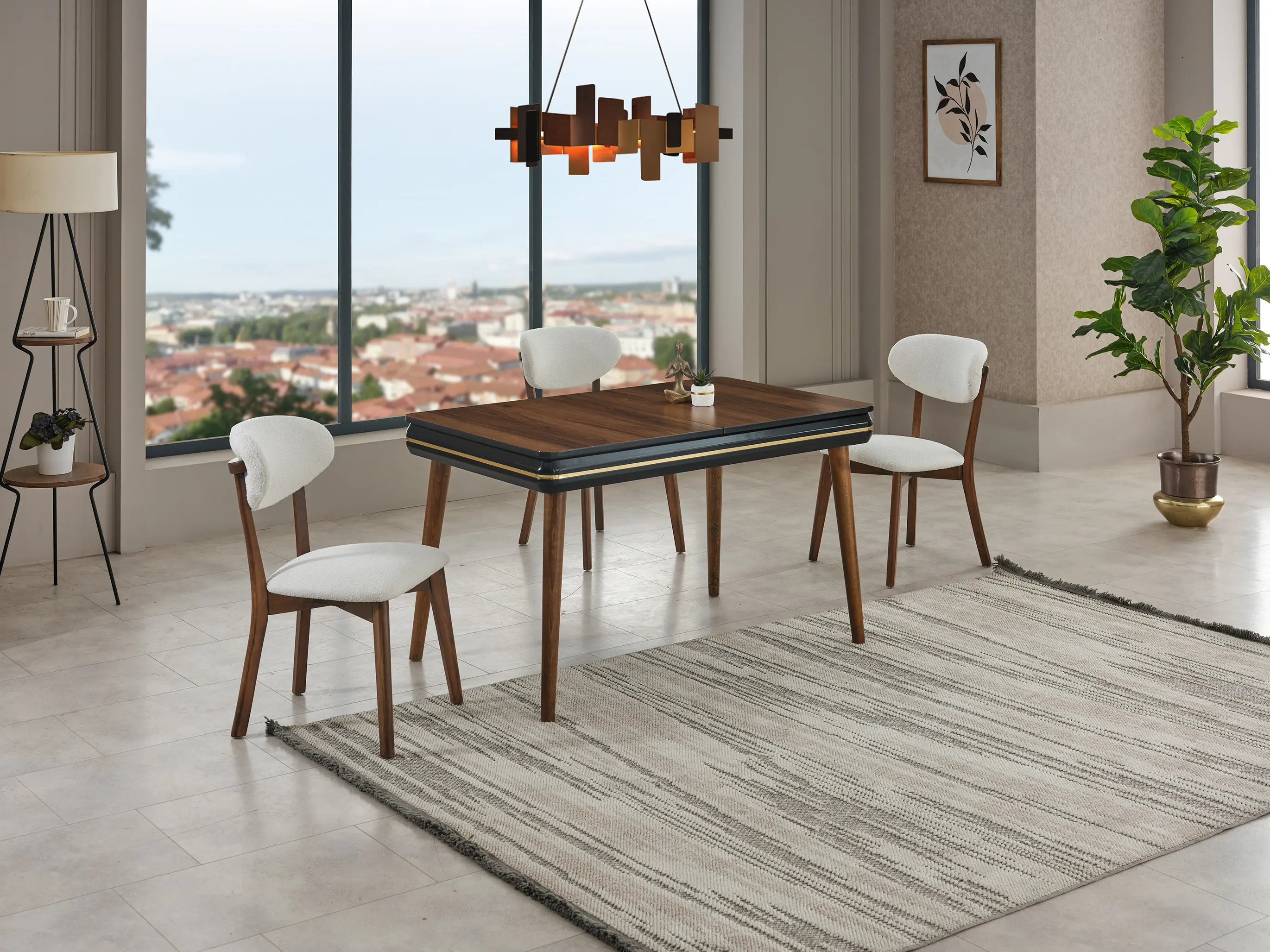 İnci Koyu Ceviz Masa Takımı - Thumbnail