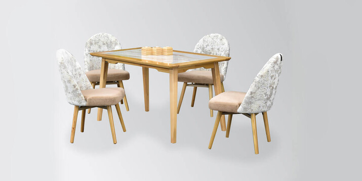 AYHANPARK KODU -10 - Midyat Sandalye Dafne Granit Mutfak Masası Takımı