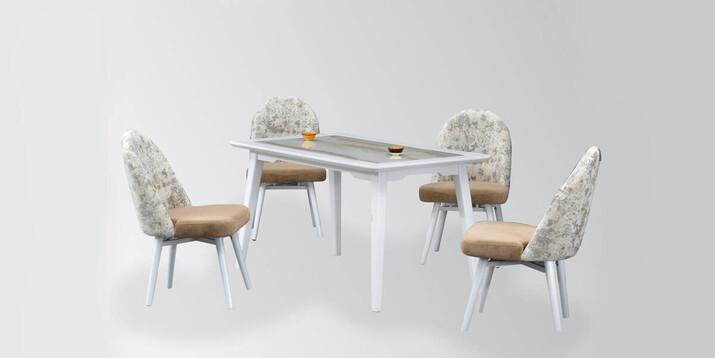 AYHANPARK KODU -10 - Midyat Sandalye Dafne Granit Mutfak Masası Takımı