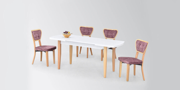 AYHANPARK KODU -10 - Anka MDF Masa Mir 03 Sandalye Mutfak Masası Takımı